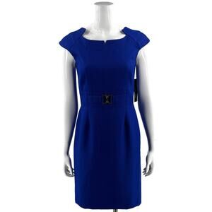 Chelsea Rose Royal Blue Womens Cap Sleeve Sheath Dress Size 4 Textured NEW